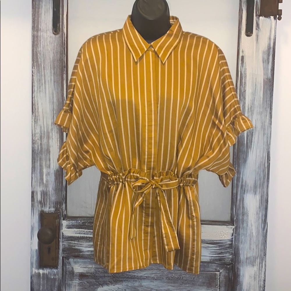 Zara Woman Blouse in a Mustard stripe